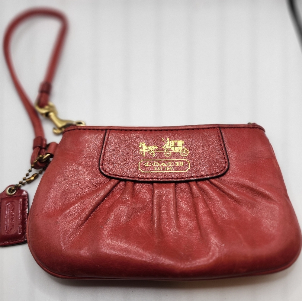 Coach | Leather Wristlet | Deep Red